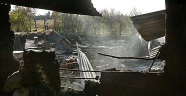 The charred remains of the Kenyan church where dozens of people were killed